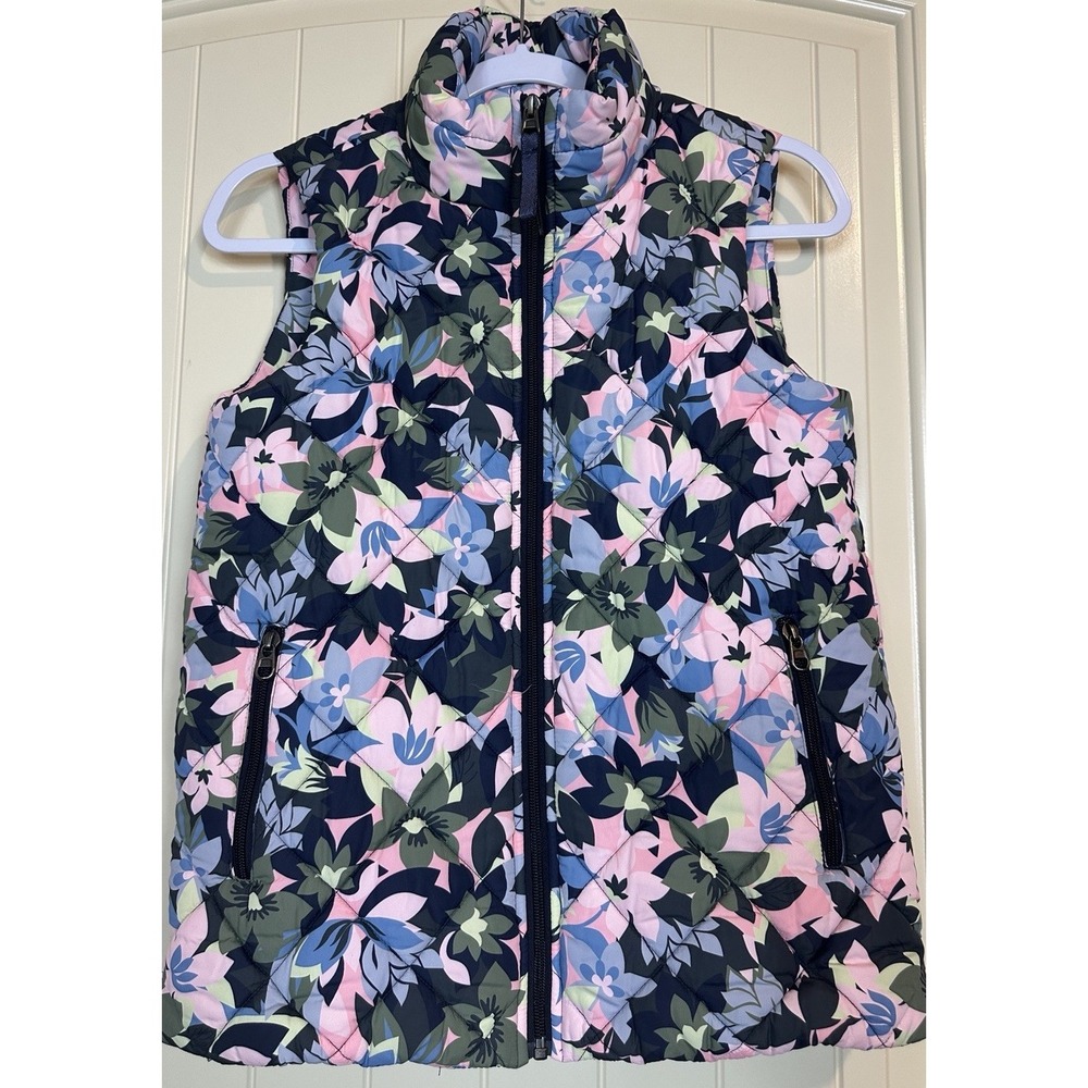 Vera Bradley Quilted Puffer Vest Womens S Rosa Camo Floral Full Zip Vest EUC
